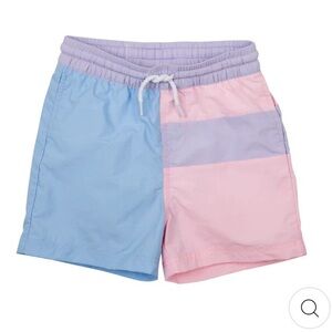 The Beaufort Bonnet Company (TBBC) Lavender & Pink Colorblock Swim Shorts (2T)